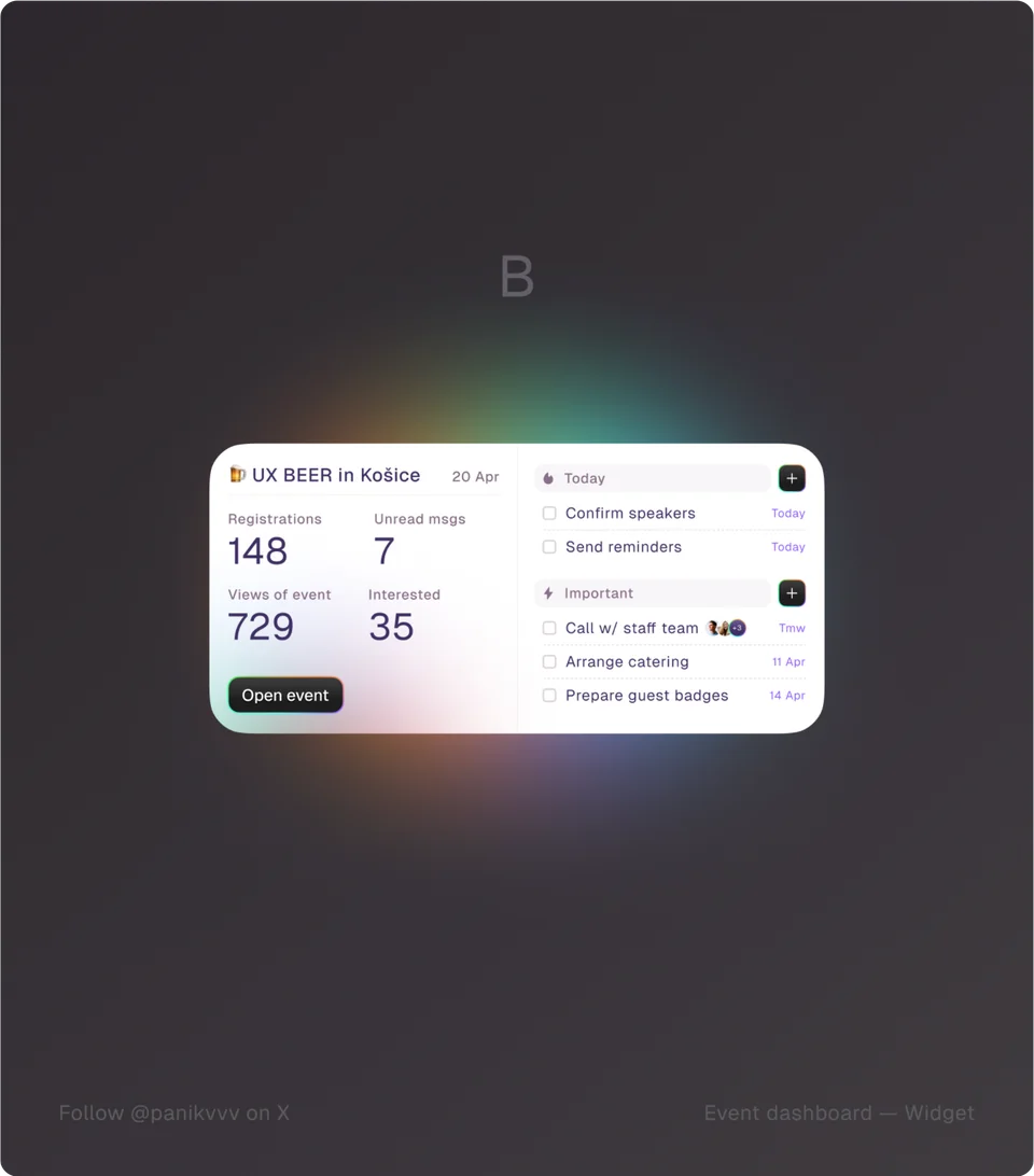 Digital event dashboard interface
