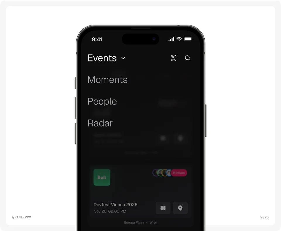 Smartphone app menu screen