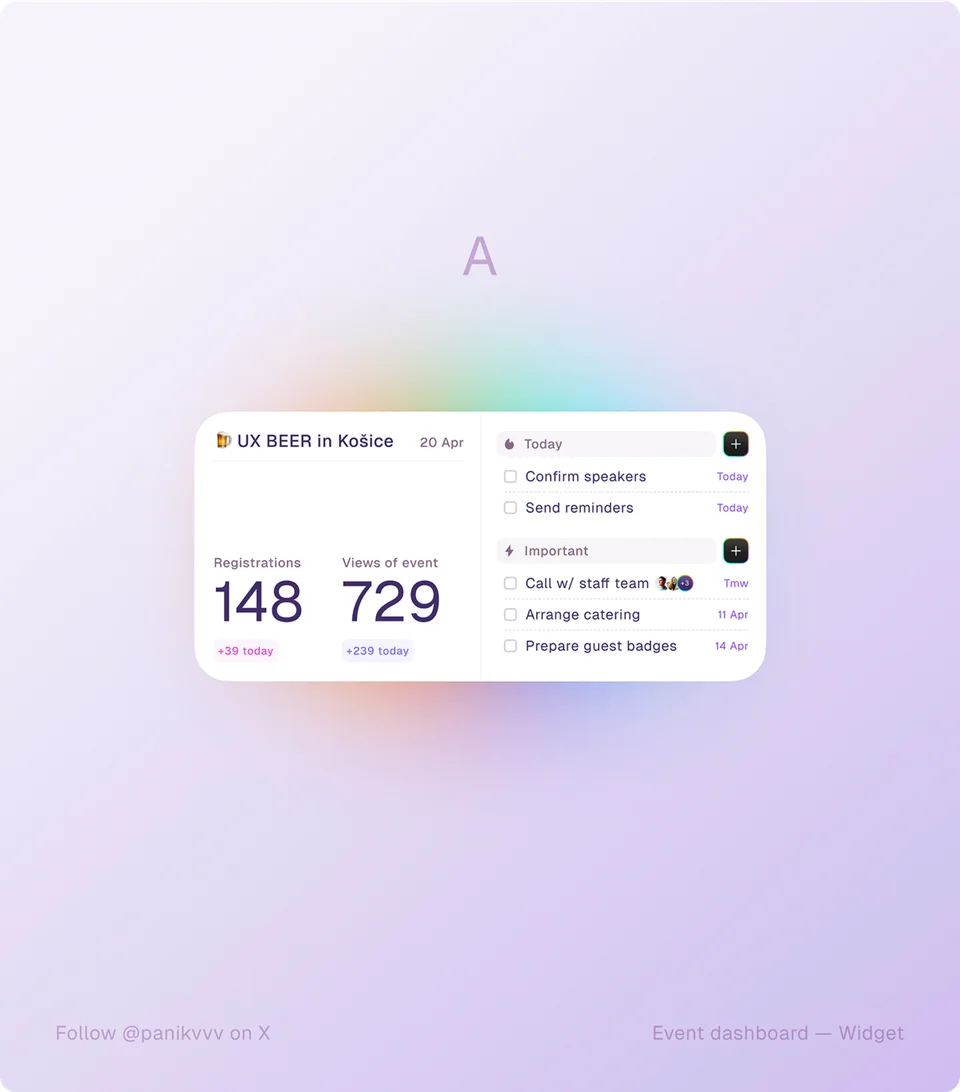 Virtual event dashboard interface